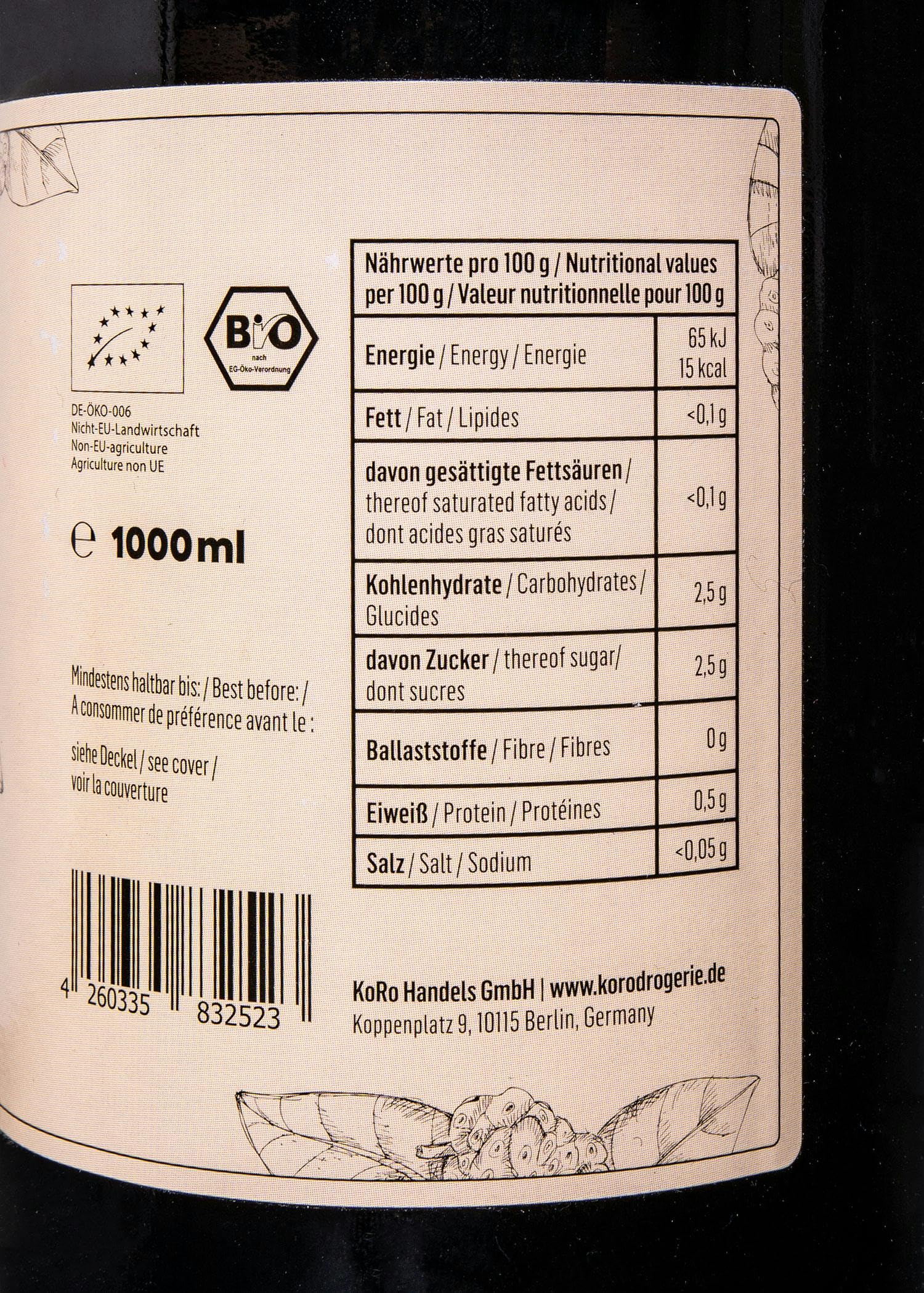 KoRo - Bio Noni Saft 100% Direktsaft 6 x 1 L - 100% Direktsaft - Naturbelassen - Ohne Zusätze