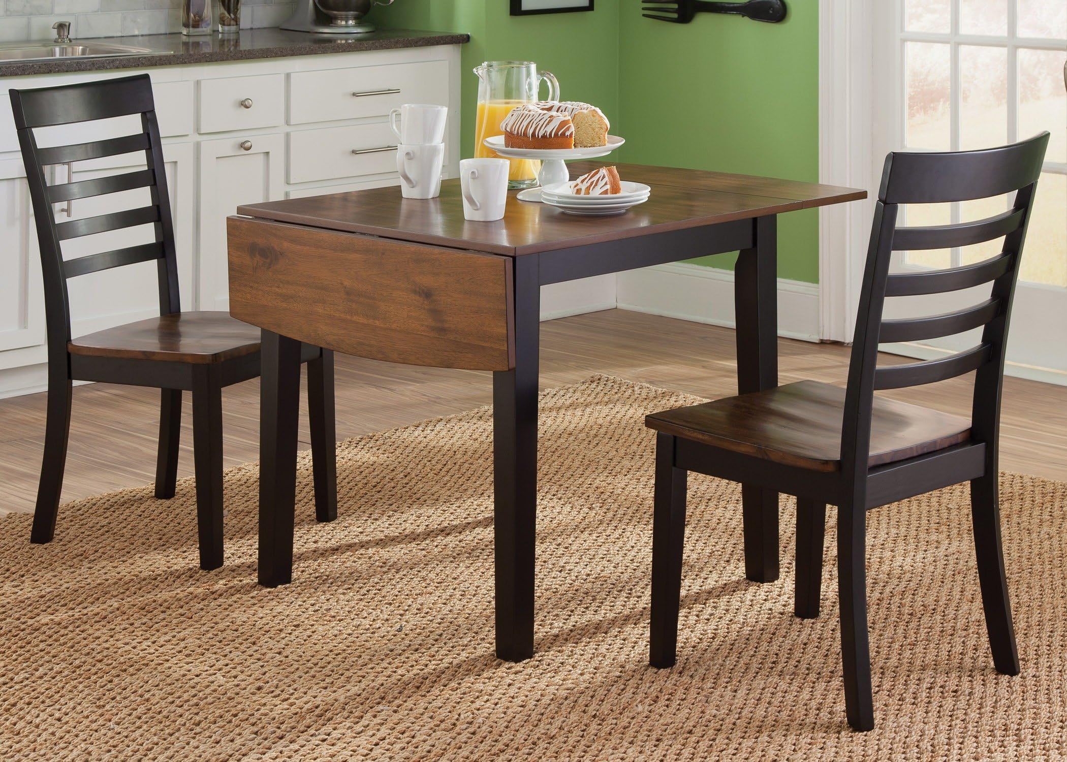 Liberty Furniture Cafe Drop Leaf Dining Table in Black and Cherry