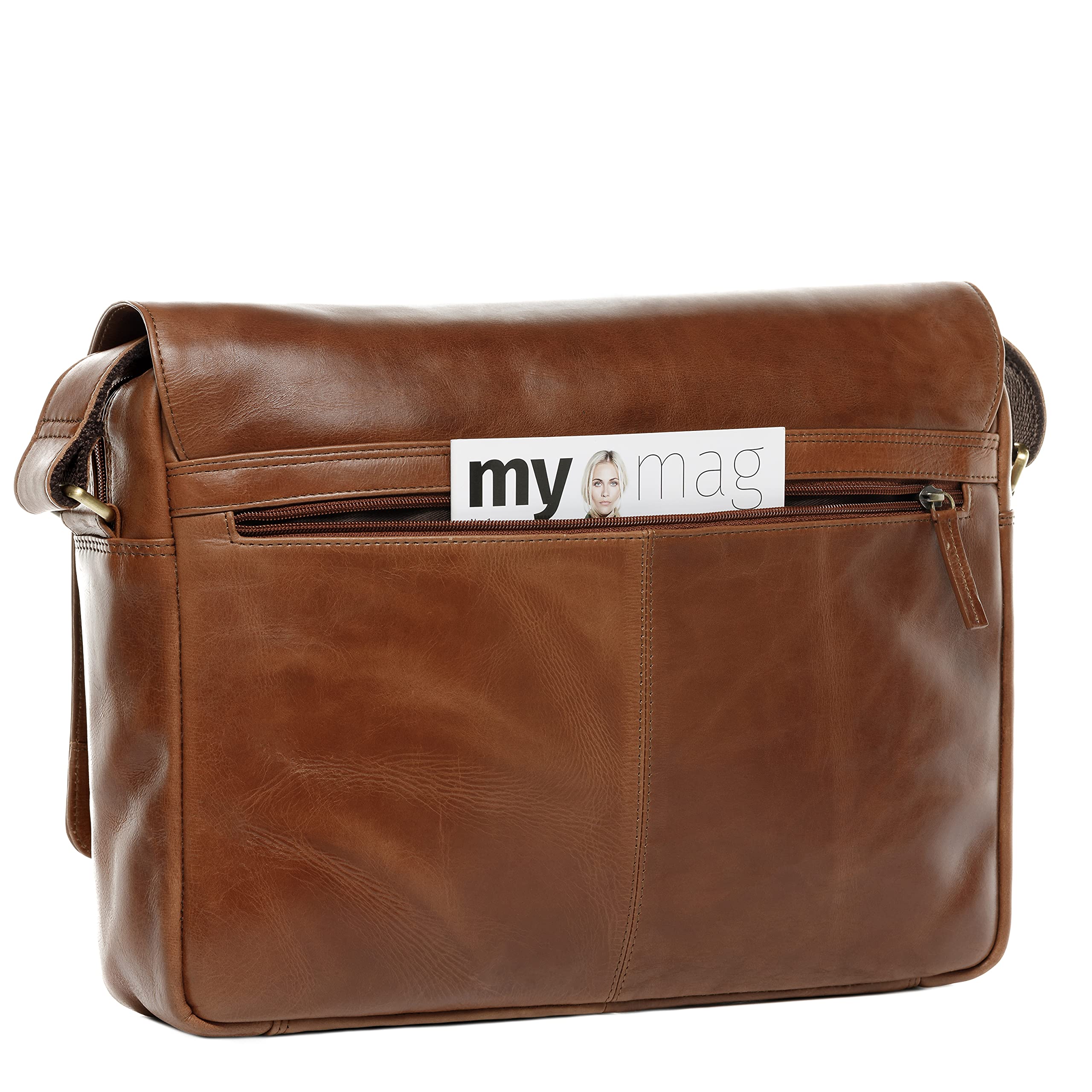 SID & VAIN Sac Ordinateur Portable avec Compartiment Cuir véritable 15.4 Pouces Agent Mallette Professionnelle bandoulière XL Grand pour Hommes Serviette de Travail élégant Marron