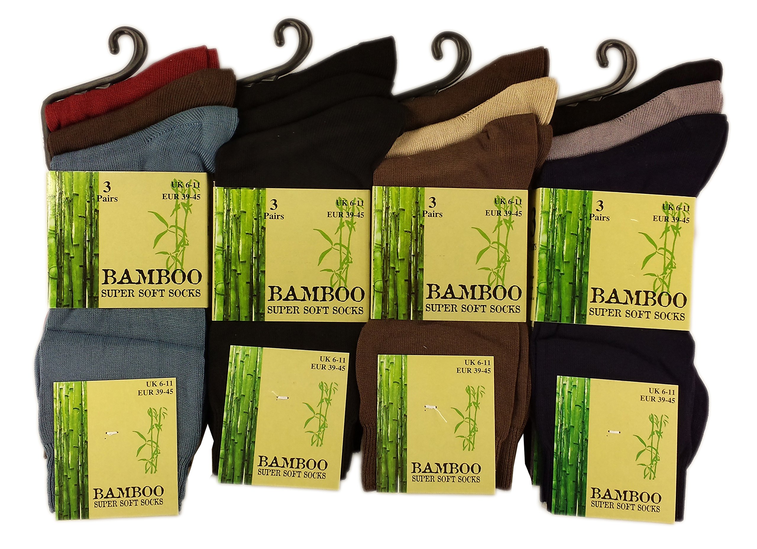Sockstack® 6 Pairs Of Men's Bamboo Socks, Super Soft Fine Anti Bacterial Socks, 6-11 (Assorted)
