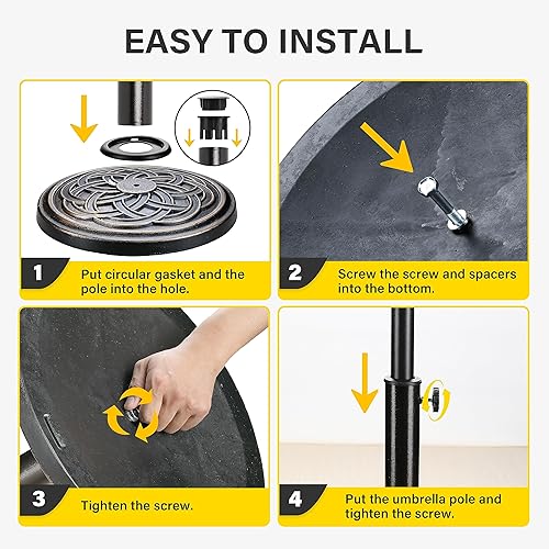 Miniatura 5 de YSSOA Base de sombrilla de mercado de 24.2 libras de 17.72 pulgadas, soporte redondo resistente para patio al aire libre, terraza, césped, jardín,