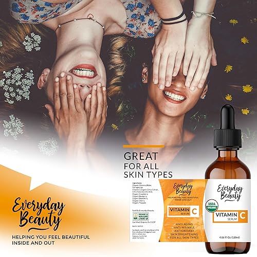 Miniatura 5 de Suero orgánico de vitamina C para cara, suero facial certificado por USDA, antienvejecimiento para líneas finas y arrugas, potentes ingredientes