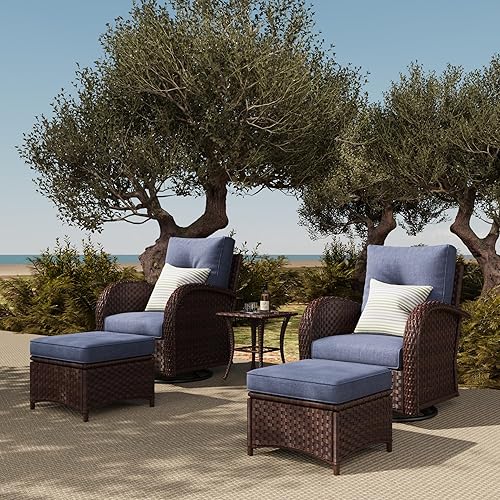 LayinSun 5 Pieces Outdoor Patio Furniture Set, Rattan Wicker Sectional