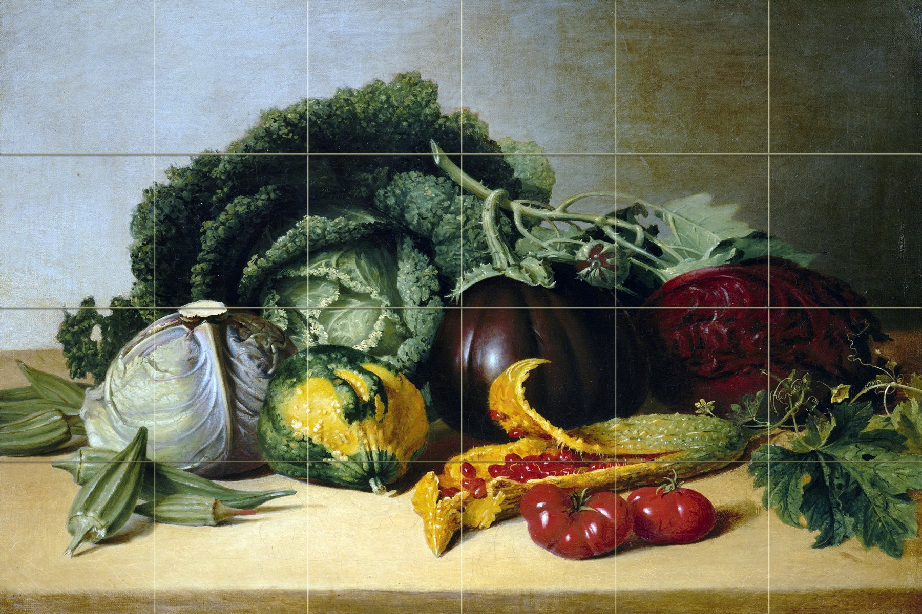 タイル壁画Still Life野菜トマトPumpkin Cabbage Pepper by James