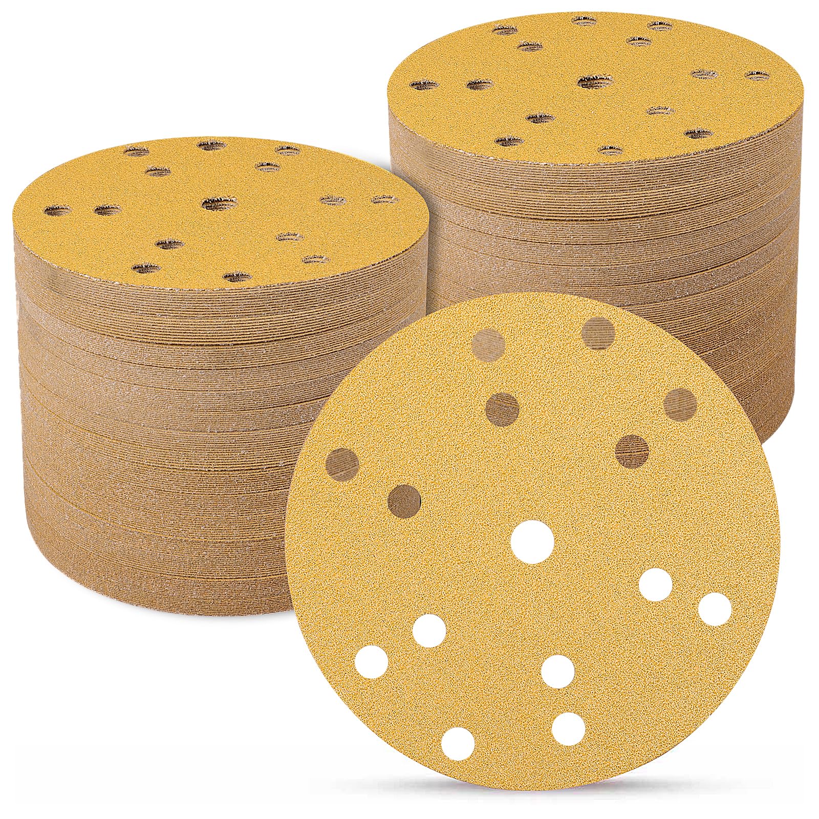 Sruhrak Sanding Discs 150mm 100 Pcs, 60 Grit 6 inch 15 Holes Hook and Loop Orbital Sander Discs
