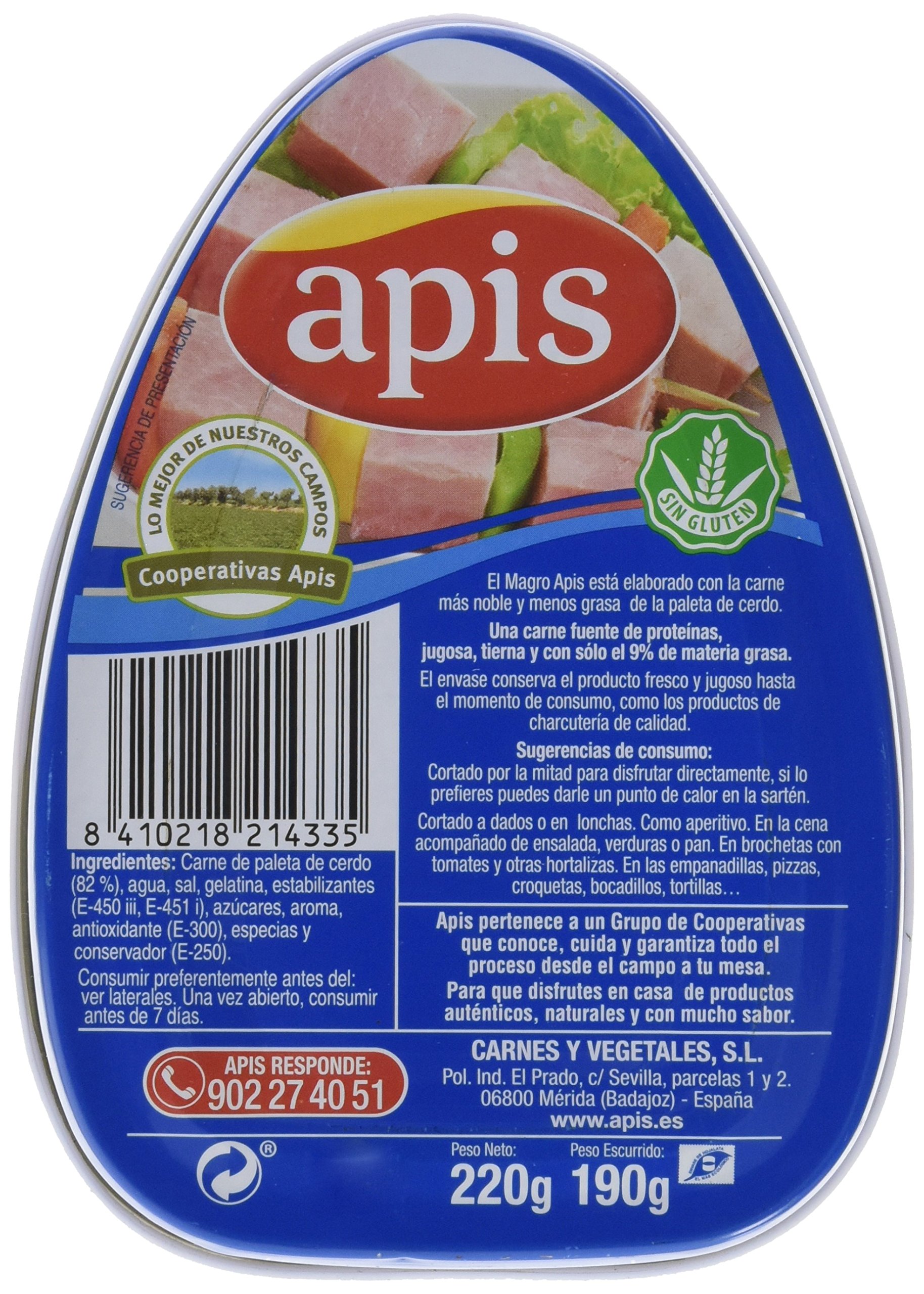 Apis Magro de Cerdo Cocido 12 x 220 g Paquete 2640 g