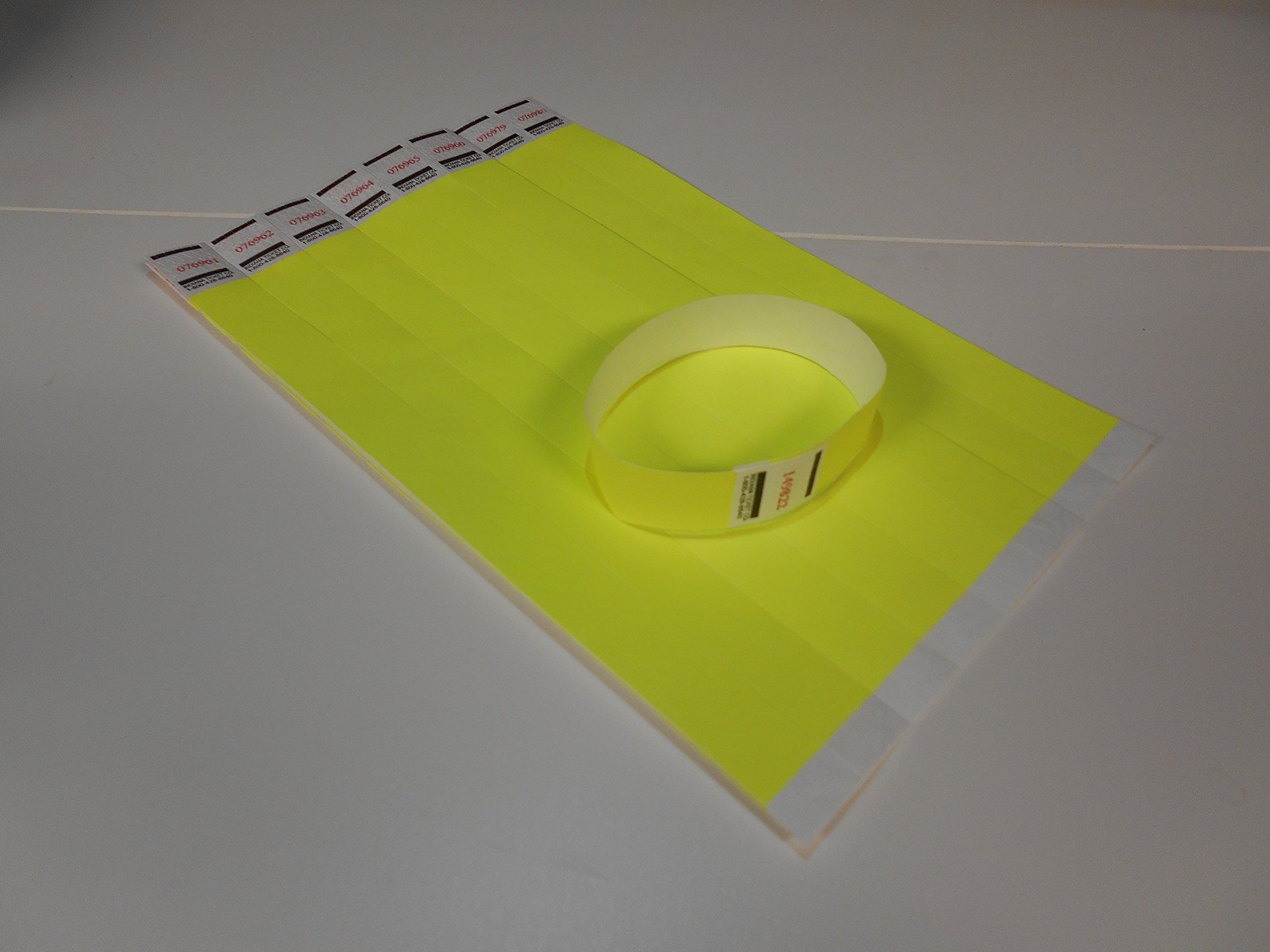 INDIANA TICKET (Pack of 500) Premium Tyvek 3/4 inch Wristbands [Choose color below] (Neon Yellow)