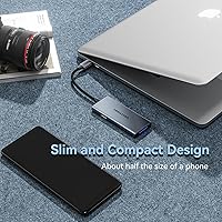 Vista 6 de Hub USB C para MacBook, VENTION USB tipo C Hub multipuerto adaptador 6 en 1 con 4K HDMI USB 3.0 transferencia de datos SD/TF lector de tarjetas, USB