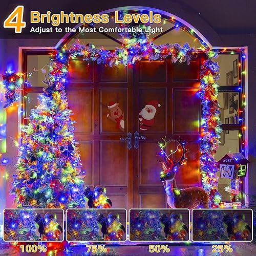 Miniatura 4 de Ollny Luces de Navidad impermeables para exteriores, 1000 LED, 328 pies, tira de luces súper largas con control remoto de 3 temporizadores, enchufe