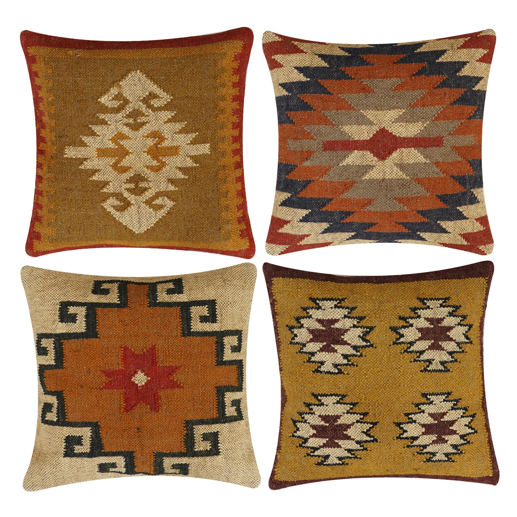 Housse de coussin en jute indienne tissée main, l'esprit nomade vintage