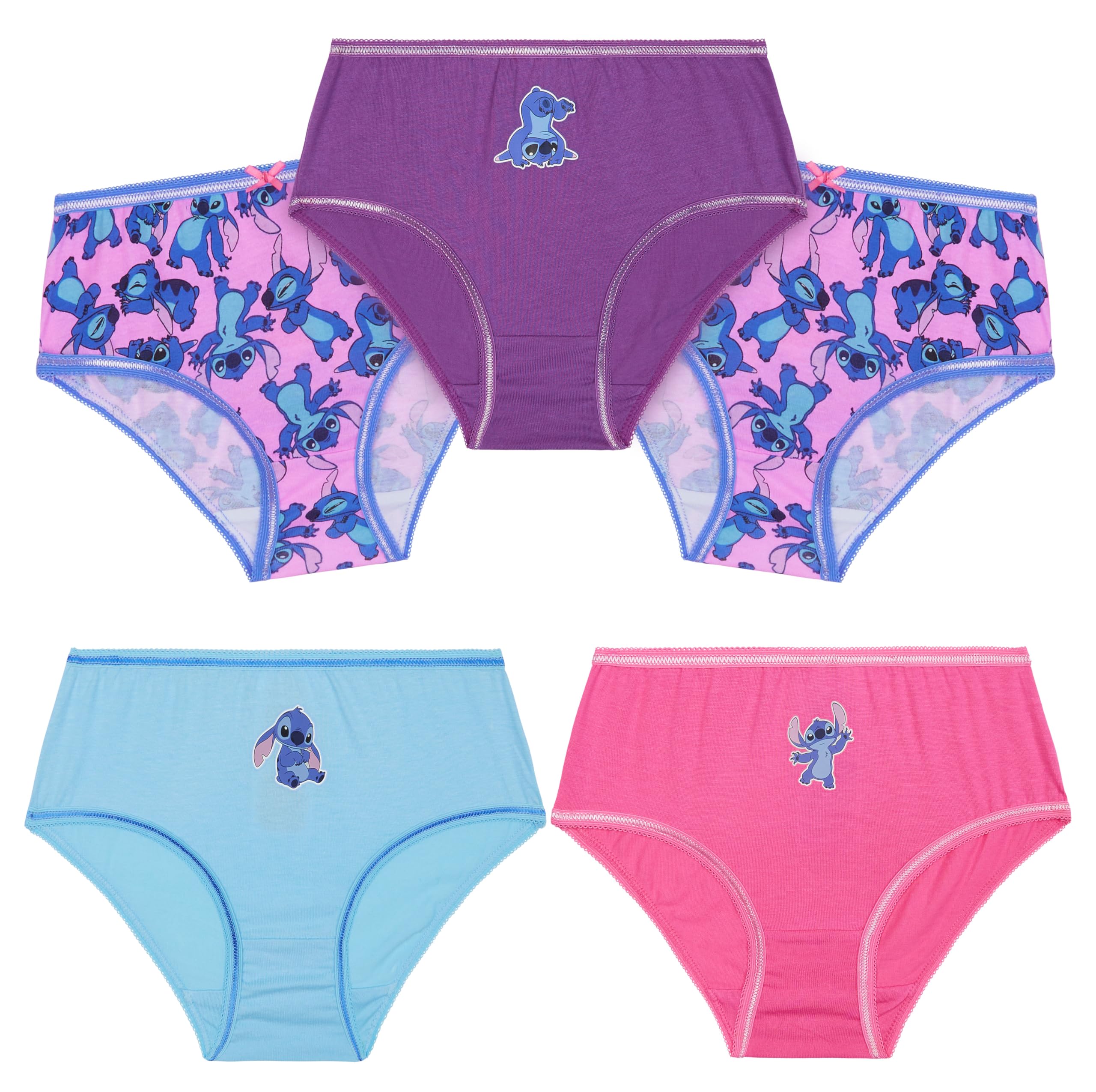 Disney Stitch Gifts for Girls Underwear 5-Pack Toddlers Cotton Briefs 2T 8 Age Comfy Kids Panties with Elastic