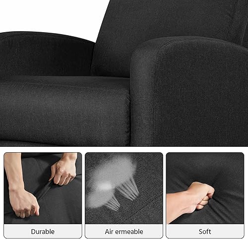 Miniatura 6 de Yaheetech Silla reclinable de tela para cine en casa, sofá reclinable moderno para sala de estar individual con bolsillo, color negro