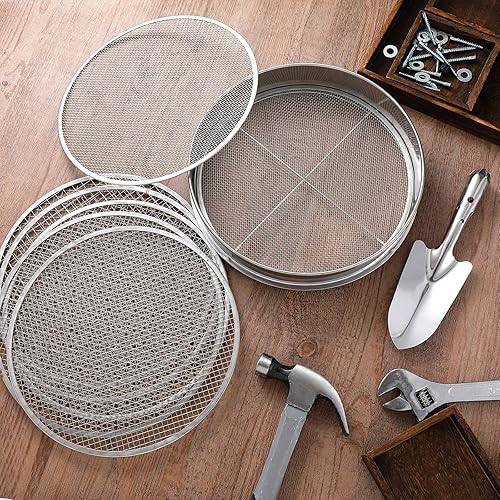 Miniatura 7 de Juego de 10 tamices de acero inoxidable de 12 pulgadas para macetas de jardín con 8 filtros intercambiables de malla de tamaños 2, 3, 5, 6, 7, 9,