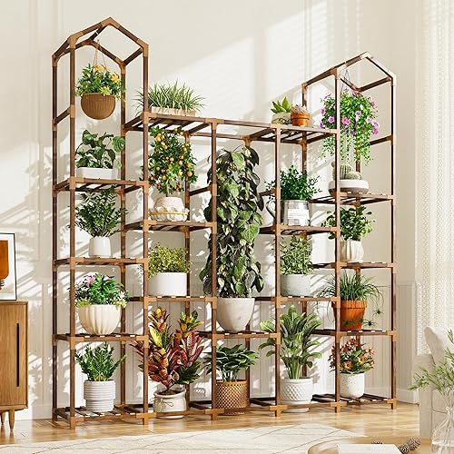 EnHomee Soporte para Plantas de Interior Soportes para Plantas de Exterior Estante Alto para Plantas para 19-25 Macetas Soportes Escalonados de
