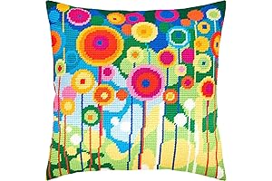 Brvsk Abstract Needlepoint Kit for Adults and Beginners: Dandelions Needlepoint Pillow DIY Kit
