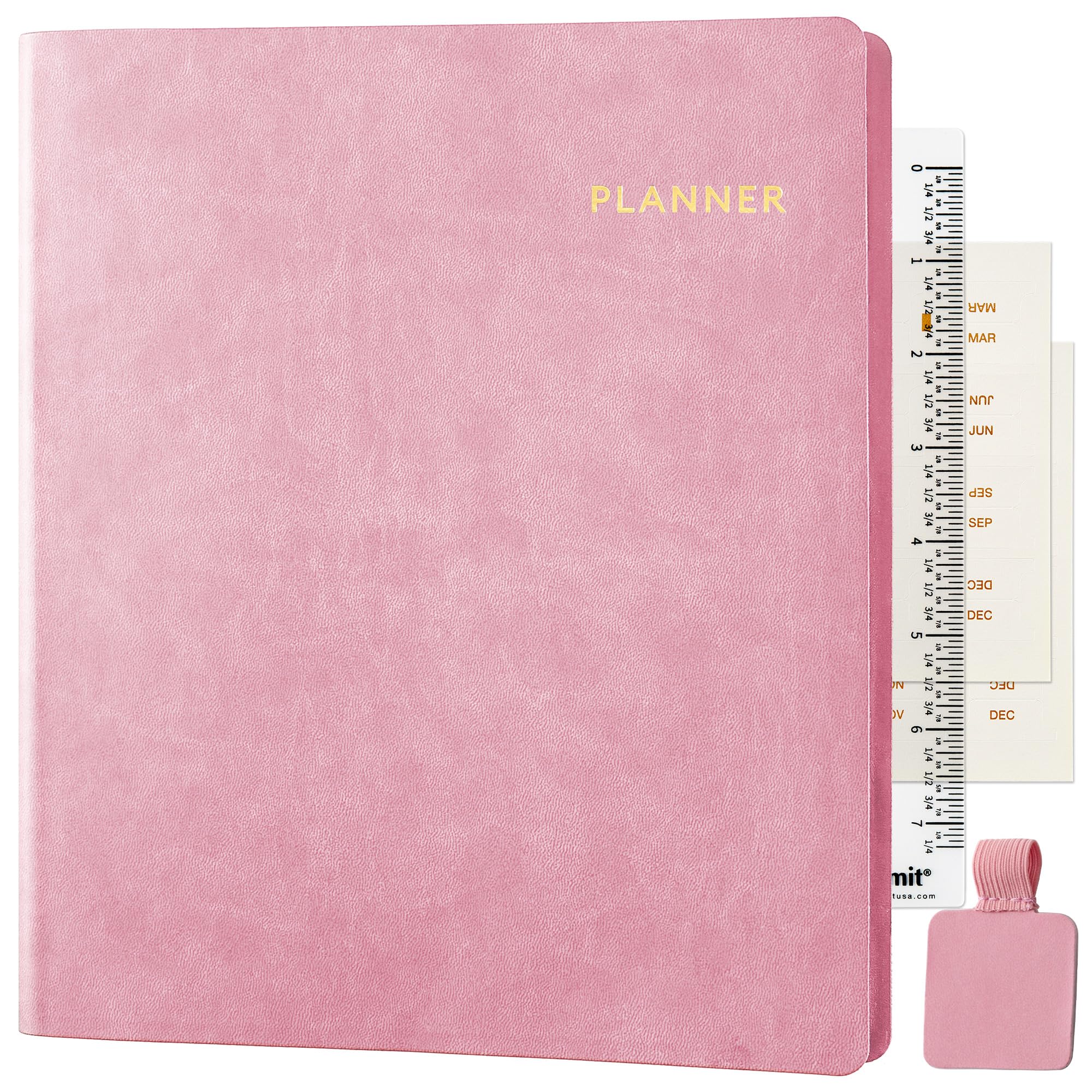 Nekmit Undated Weekly Planner Spiral Bound, 12 Month Work Planner for Home and Office, 8.5" x 11", Pink