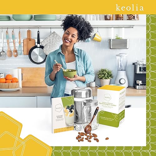 Miniatura 8 de Keolia Máquina para hacer yogur, tarros de vidrio para yogur de 1 cuarto de galón con libro de recetas y accesorios para hacer yogur, cultura de
