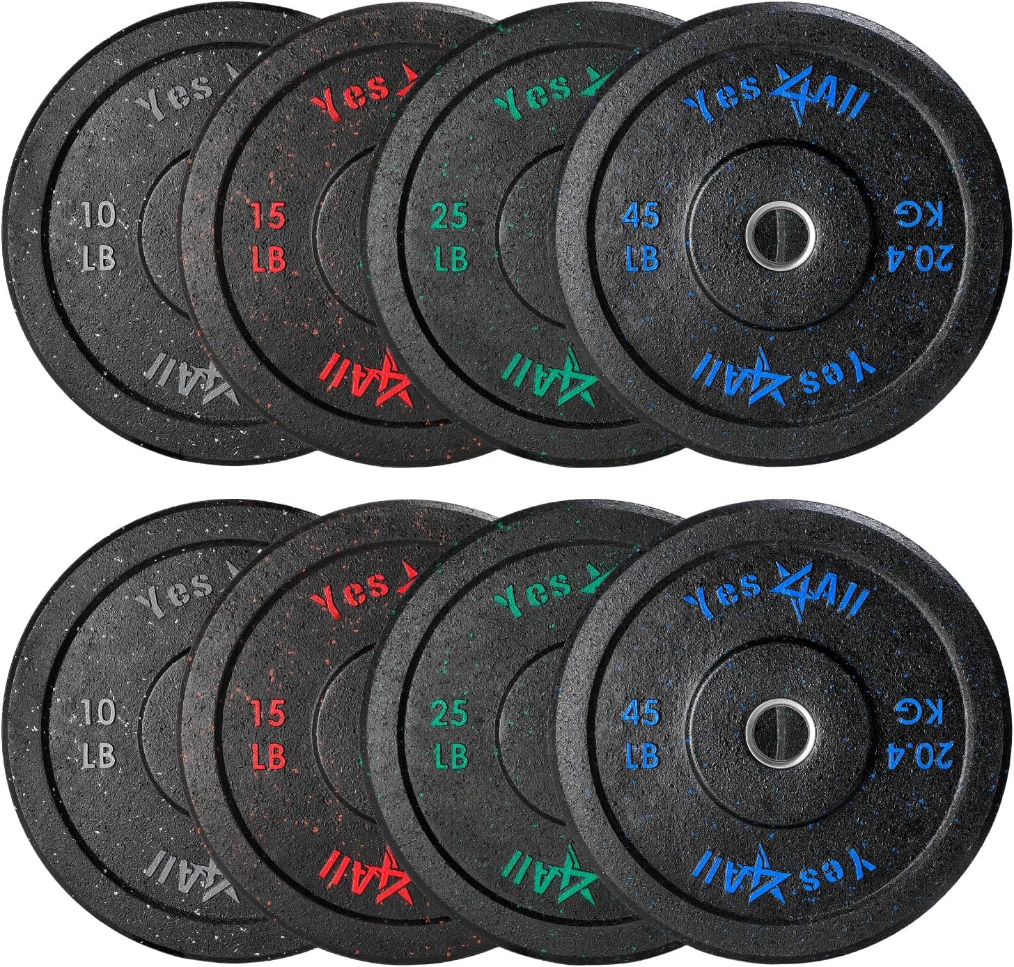 Yes4All 2 Inch Bumper Plate - Olympic Rubber Weight Plate for Weightlifting and Strength Training - Durable Rubber with Steel Hub - 190LB Plate Set