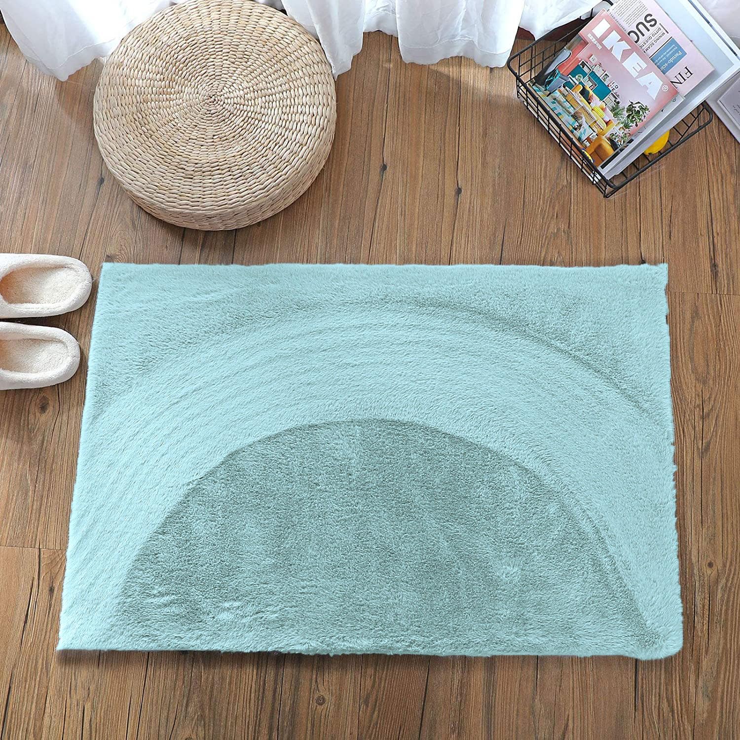 Luxe Home Rabbit Fur Runner - Soft Grey 2x5 Feet -14 Luxe Home Rabbit Fur Runner - Soft Grey 2x5 Feet -14