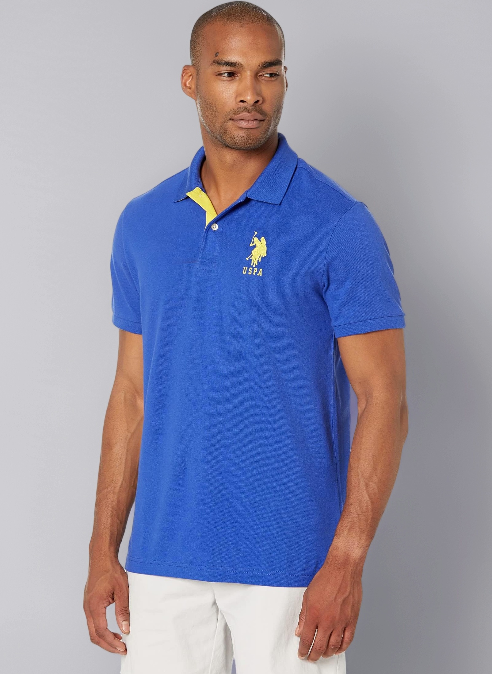 U.S. Polo Assn. Men's Slim Fit Big Horse Polo with Stripe Collar Classic