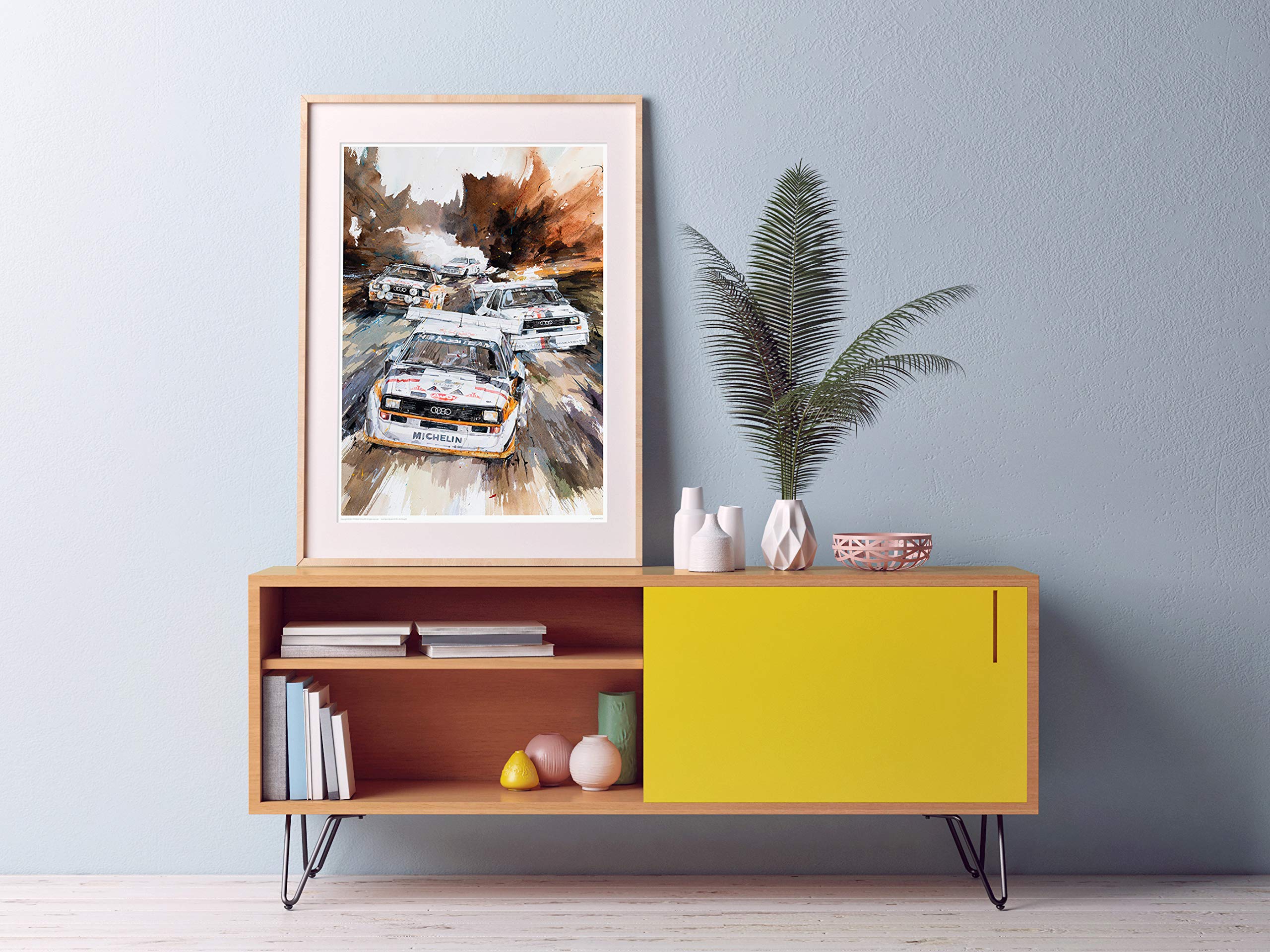 MINSEOK Aquarell-Auto-Poster – Premium A2 Wanddeko, Vintage Drucke, Geschenkidee für Autoliebhaber – Dynamische Rallye-Sportwagen