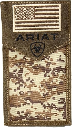 ARIAT Rodeo Camo Flag Wallet para hombre Marrón