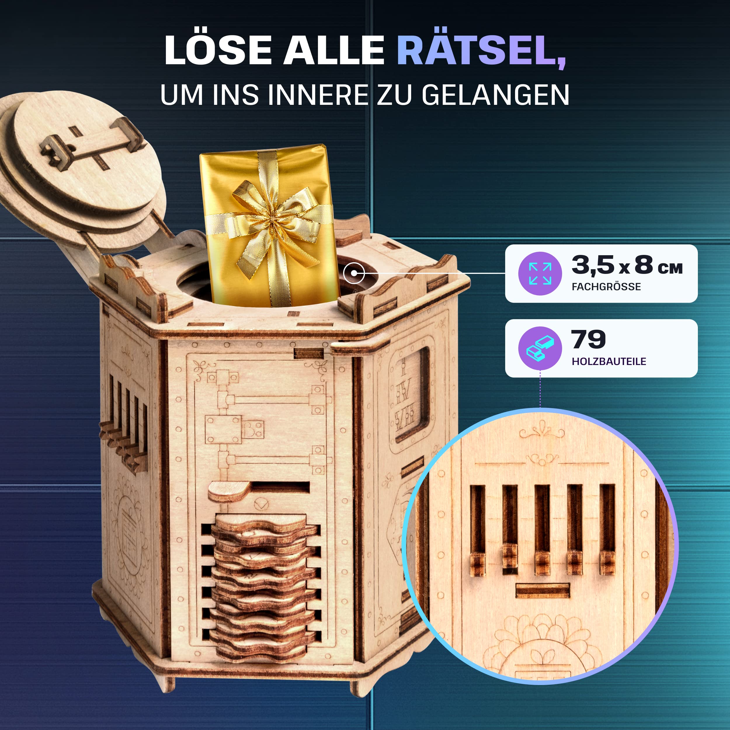 ESC WELT Fort Knox Box Pro - Escape Room Spiel - Geschenke für Männer und Frauen - 3D Puzzle Box Spiele aus Holz für Erwachsene und Kinder - Geschenkbox Erwachsene - Geschenke Brettspiele