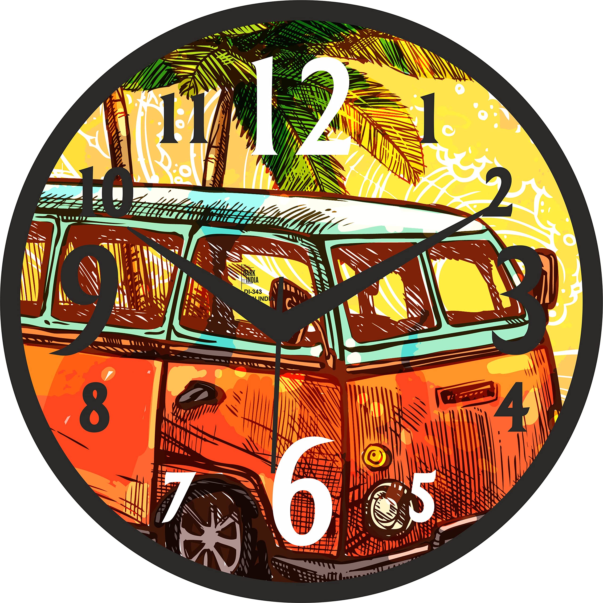 DarkIndia Plastic Multicolor 10 inch Wall Clock with Glass for Home/Kitchen/Living Room/Bedroom/Office (Multicolour, 26 cm x 7 cm x 26 cm), Standard (DIW 343)