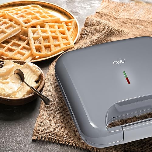 Miniatura 4 de COOK WITH COLOR Waffle Maker - 750 W, platos antiadherentes, fácil de limpiar, carcasa de tacto fresco y pies antideslizantes, color gris