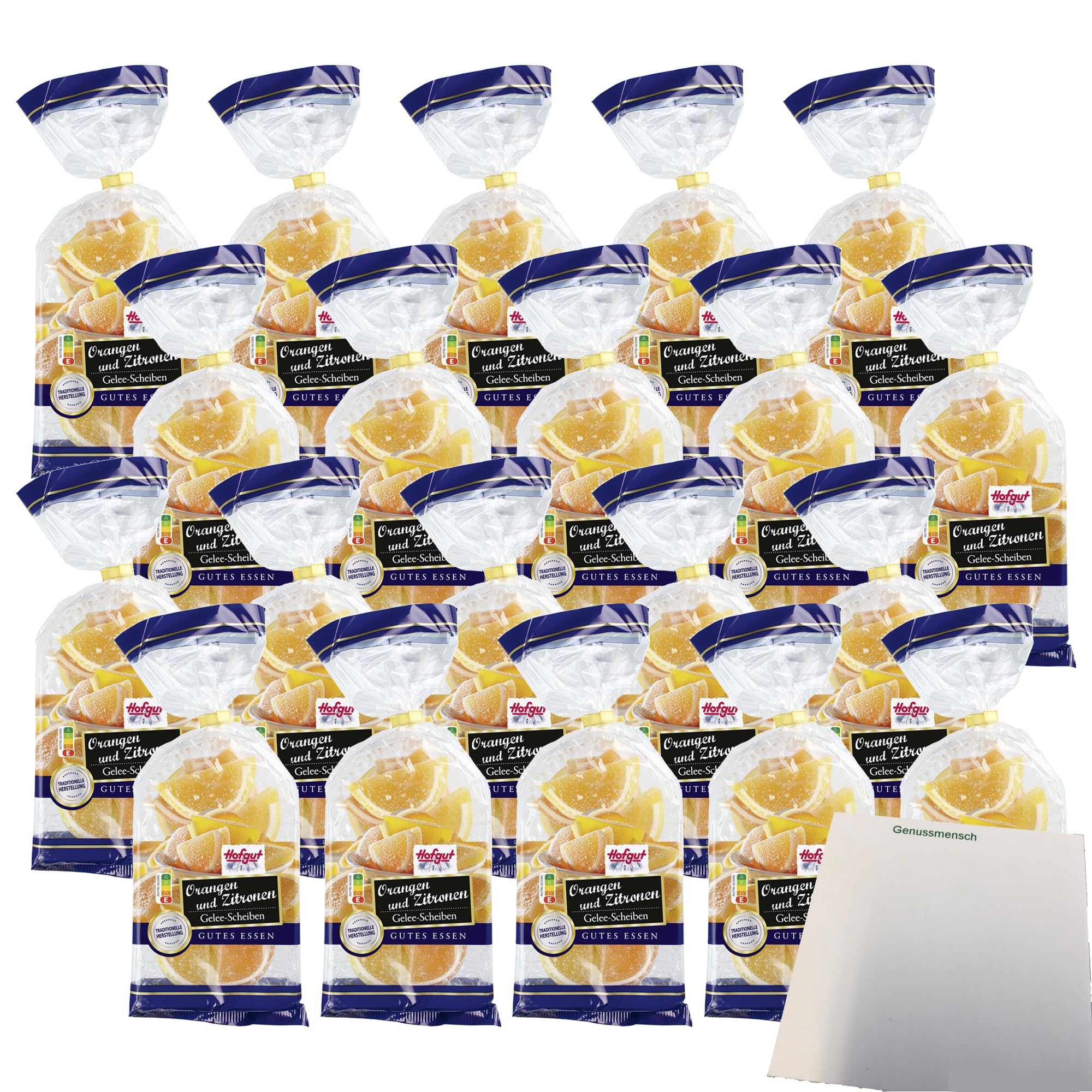 usy Bundle für Hofgut Orangen & Zitronen Gelee-scheiben VPE (20x175g Beutel) + usy Block