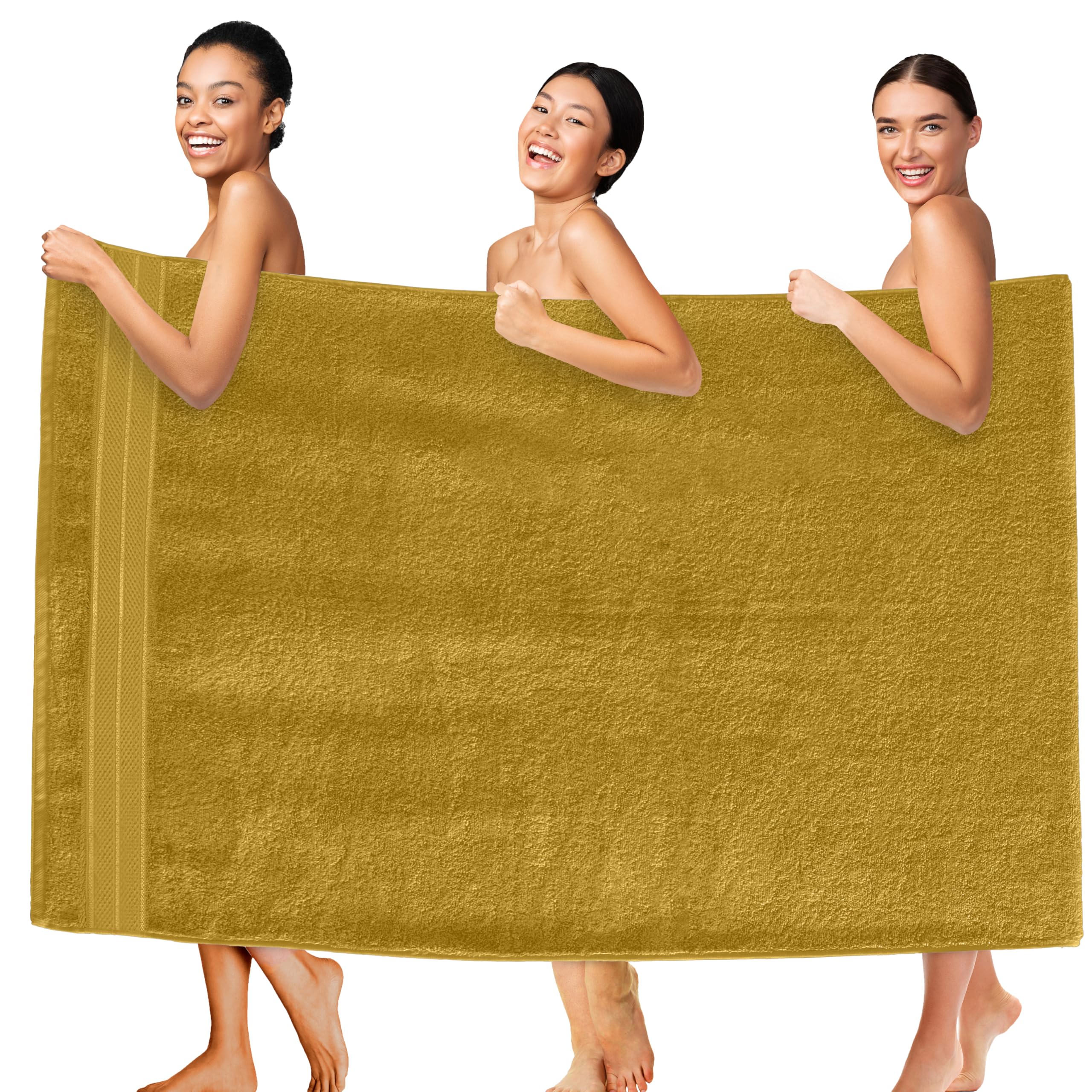 Elegant Comfort Three Line Popcorn Extra Large Luxury Bath Towel - 40" x 80" inch, Premium Hotel Spa Quality 1 Piece Oversized Bath Sheet 100% Turkish Cotton Super Soft Highly Absorbent, Amber Gold