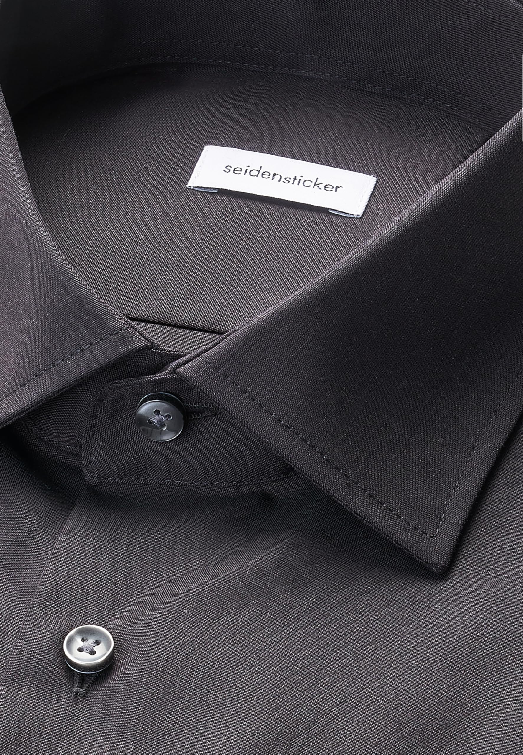Seidensticker Herren Business Hemd Modern Fit - Bügelfreies Hemd mit geradem Schnitt, Kent-Kragen & Brusttasche - Langarm - 100% Baumwolle, Schwarz, 45 cm