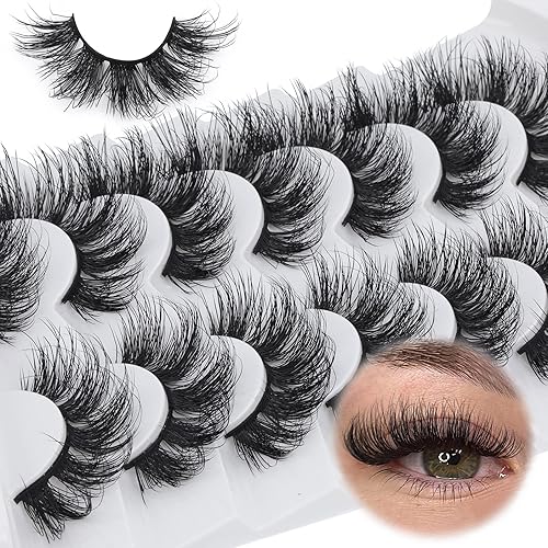 TOOCHUNAG - Pestañas postizas esponjosas de 0866in pestañas postizas de visón con volumen grueso paquete múltiple