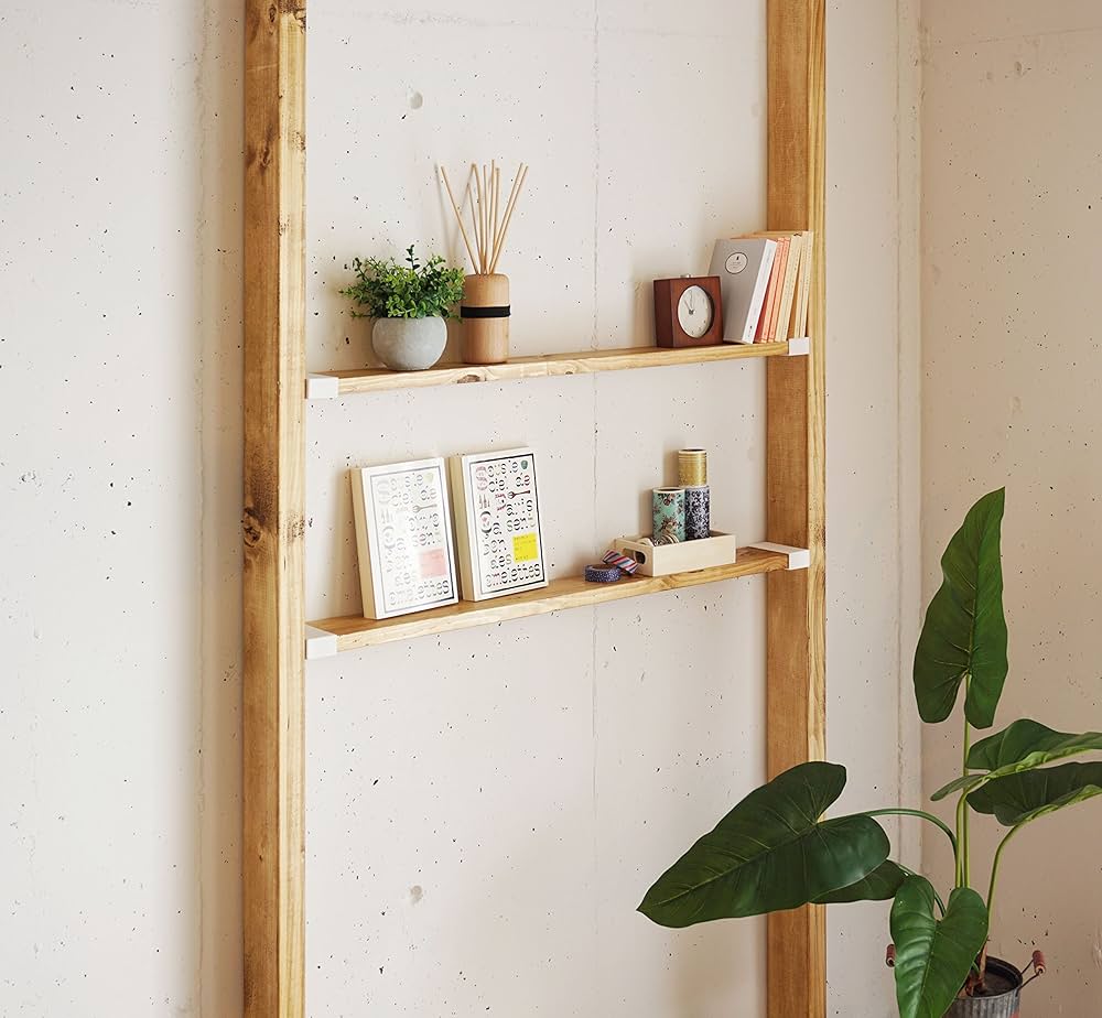 ラビベア★送料無料★格子型木製壁掛け飾り棚×4個 楽天市場】ラダーシェルフ（奥行ワイド）◇国産杉幅55cm×2段