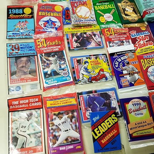 Rookies HQ 50 paquetes originales sin abrir de tarjetas de béisbol nuevas y vintage (1986-2010) Plus Pack 100 fundas suaves