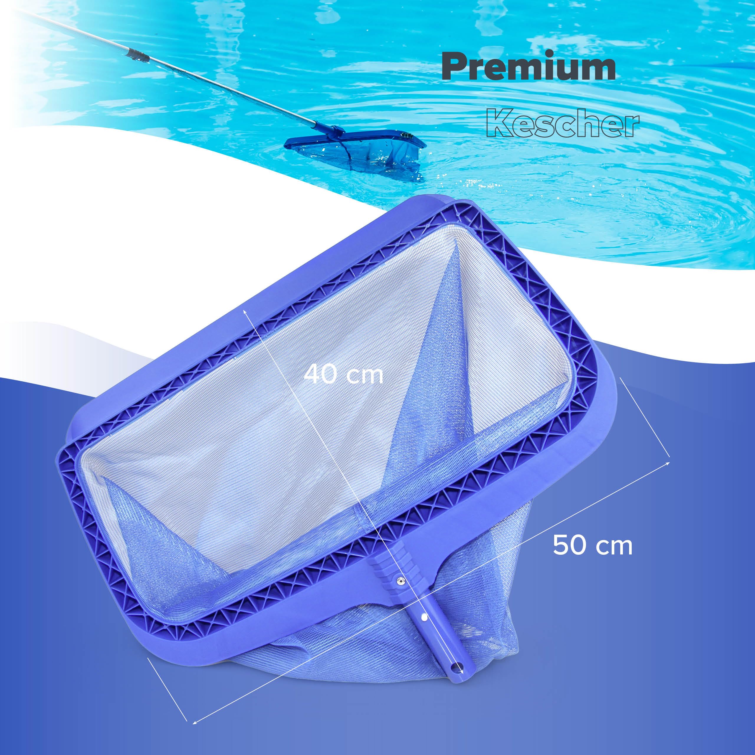 BAYZID Pool Zubehör Set Premium 5 in 1 – Komplettset für Poolreinigung mit Bodensauger, Kescher, Bürste & Thermometer – Pool Reinigungsset kompatibel mit Teleskopstange
