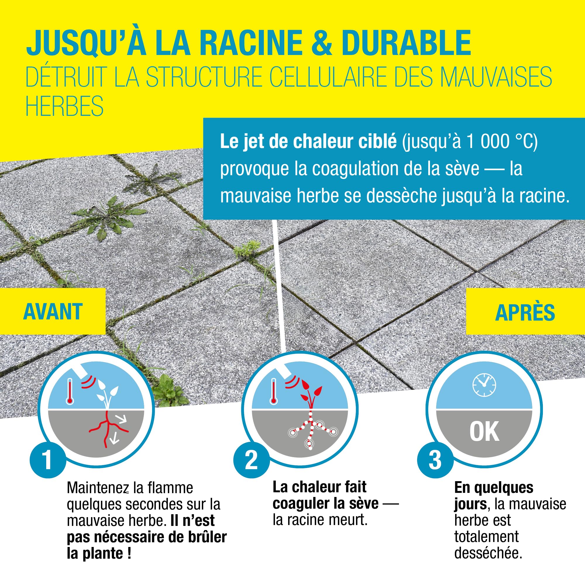 Gloria Désherbeur Thermique à Gaz Thermoflamm bio Professional PLUS 1000 °C pour Grandes Surfaces