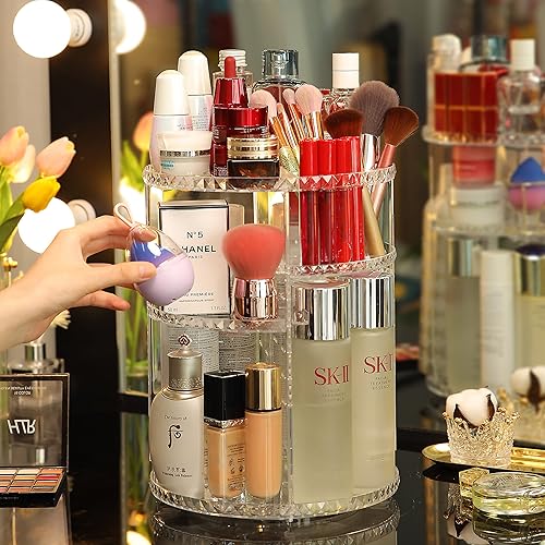 Miniatura 2 de Organizador de maquillaje giratorio ajustable para encimera soporte giratorio para carrusel de maquillaje el organizador de cosméticos perfecto para