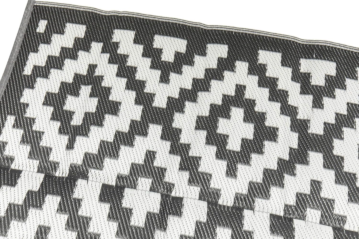 Msrugs Outdoor Plastic Straw Rug - 5x7 Courtyard Indoor Outdoor Trellis Gray White Reversible Mat - Area Rugs with Carrying Bag for Picnic, Camping, RV Area and Home Patio Decor - 5 ft. by 7 ft.