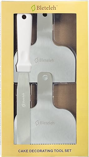 Juego de herramientas de decoración de pasteles de acero inoxidable: contiene espátula de glaseado de hoja de 6 pulgadas, raspador de glaseado