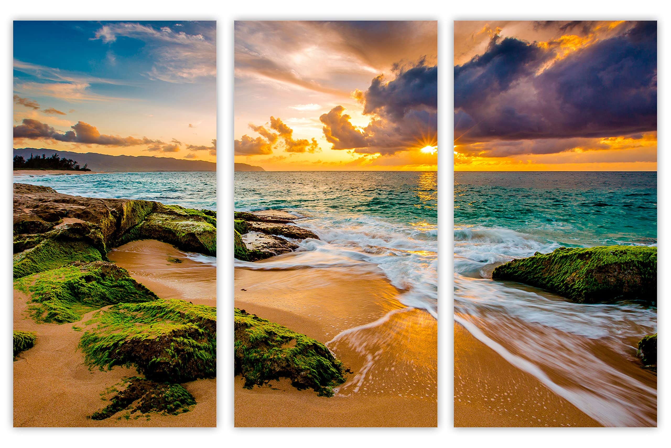 Amazon.com: 60 x 40 TOTAL - Hawaii beach with Golden Sunset Canvas