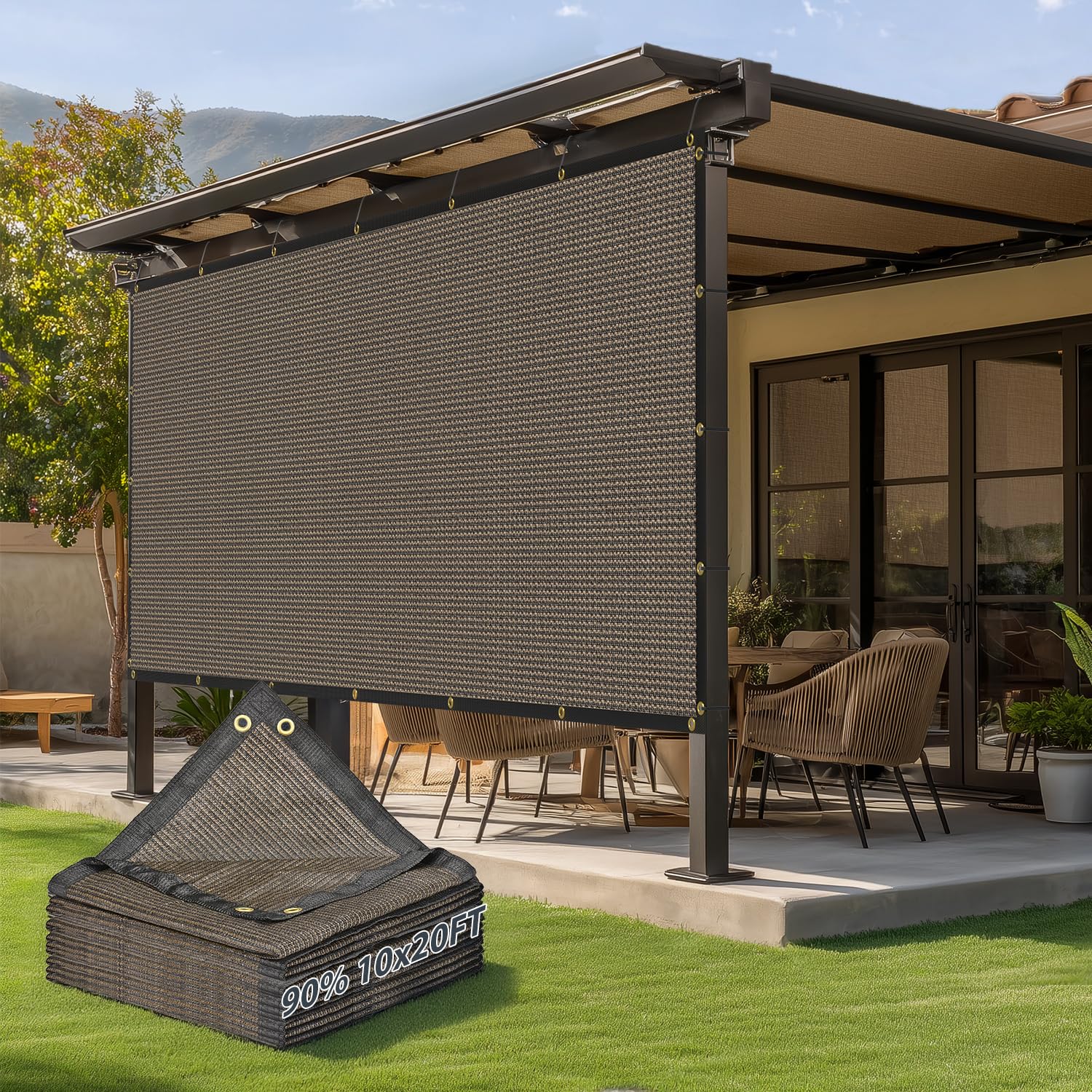Photo 1 of 90% Sun Shade Cloth, Kesfitt 10x20FT Garden Shade Cover with Reinforced Grommets, Mesh Tarp Sun Privacy Screen for Greenhouse, Plant, Pergola, and Backyard Patio Sunshade