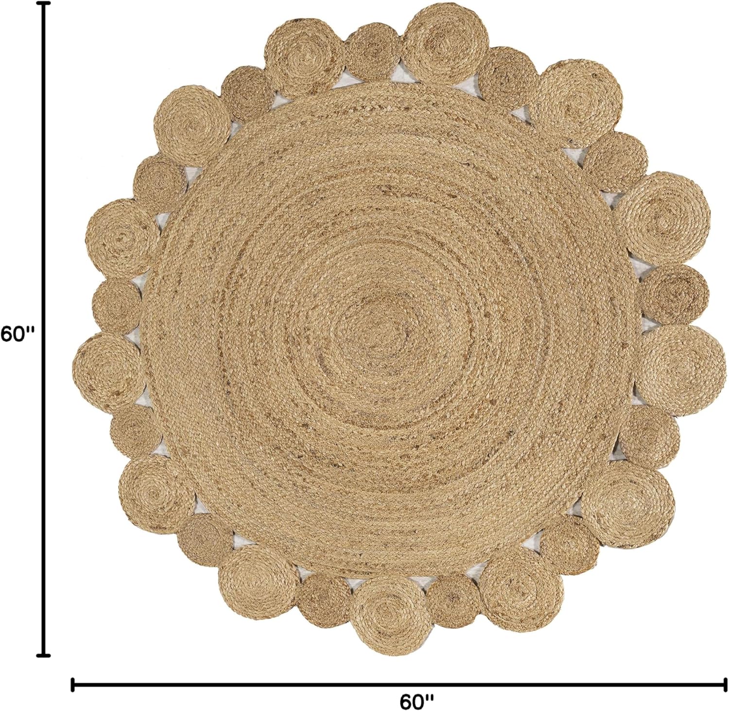 JONATHAN Y Eden Jute Hippie Circle Natural 5' Round Indoor Area Rug, Natural-Fibers, Geometric, Easy-Cleaning for Living Room, Bedroom, Kitchen, Pet Friendly, Non-Shedding (RNF102A-5R)