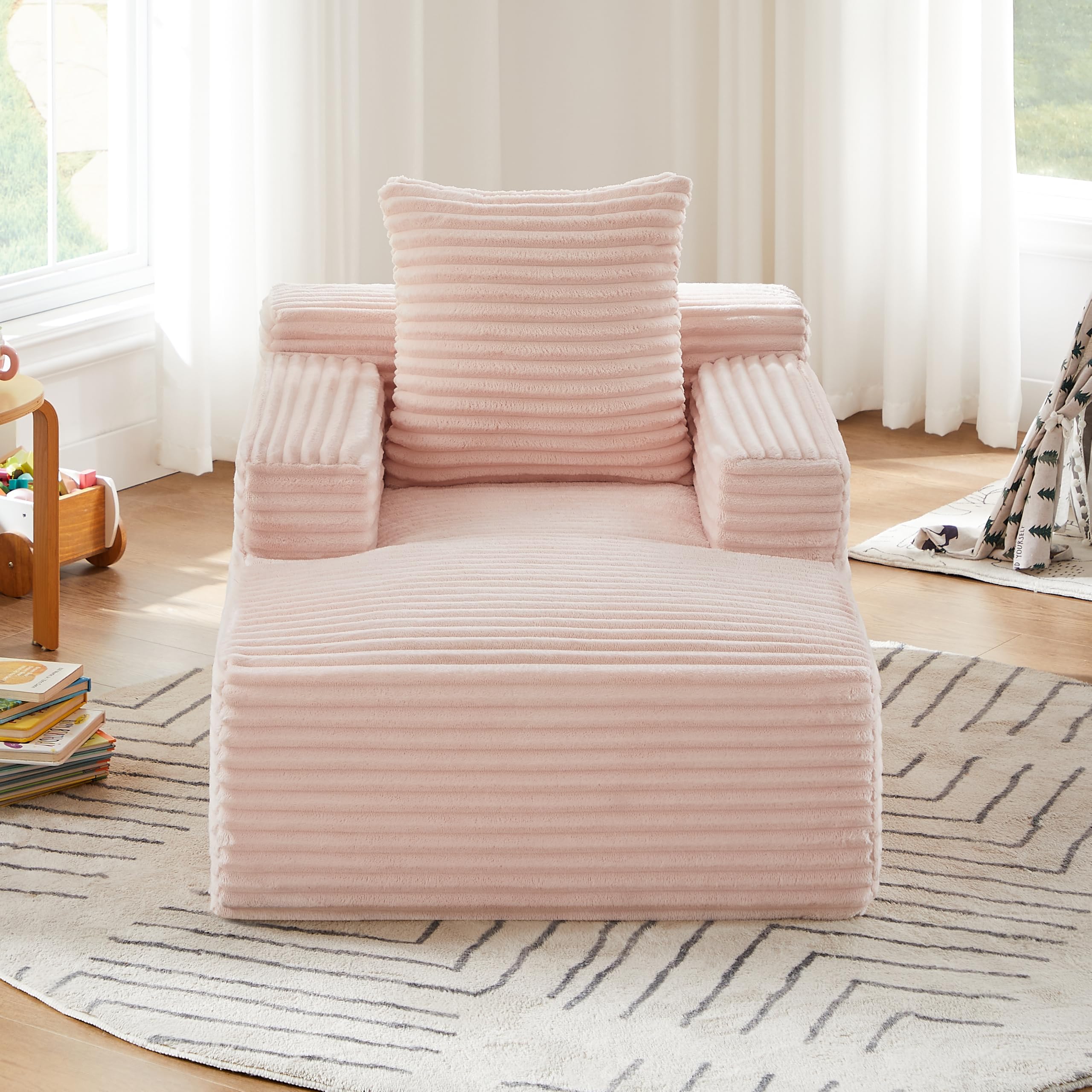 okwish Bodensofa, Boneless Sofa, Chaiselongue, Rosa 117 cm