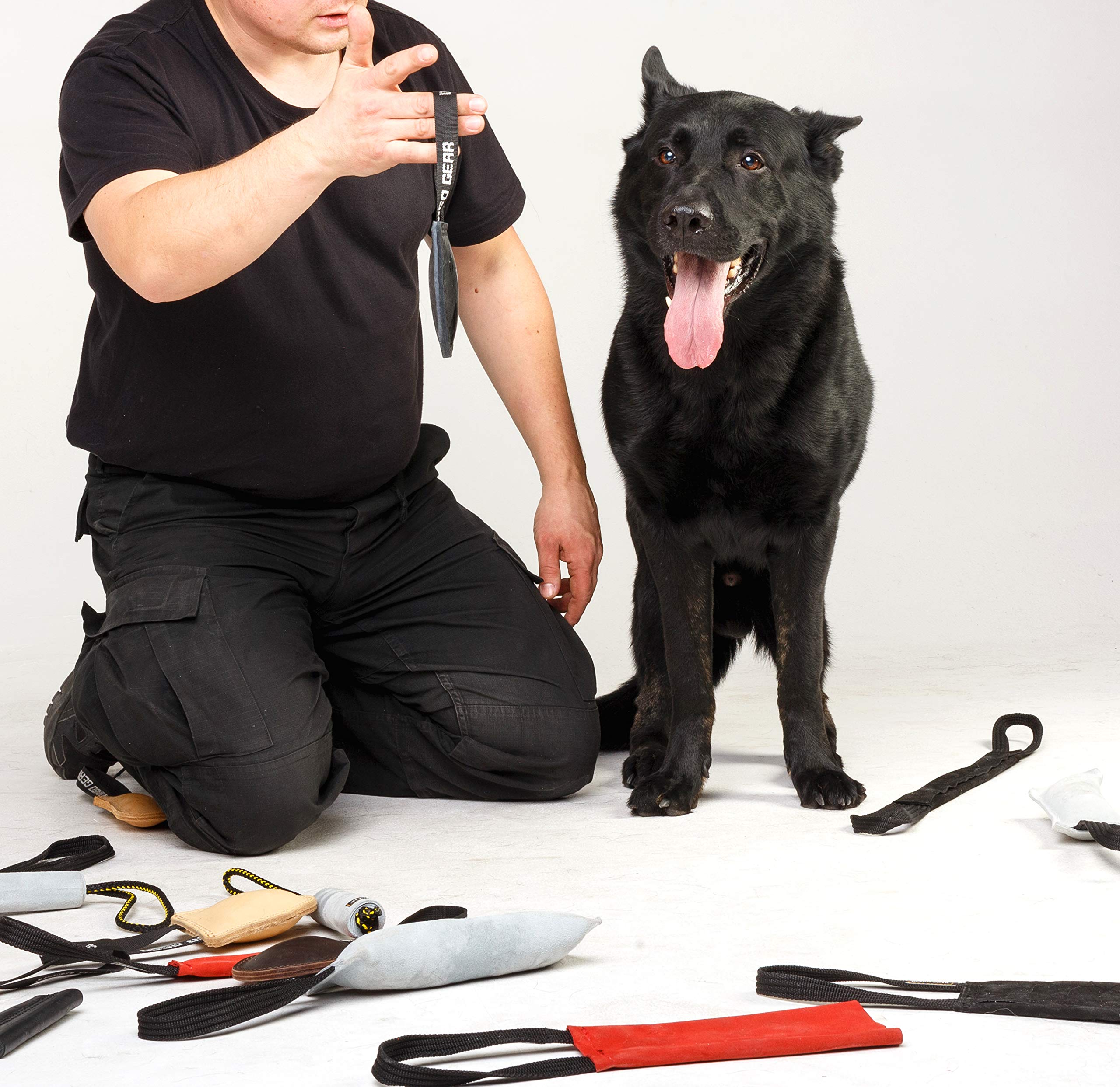Dingo Gear S00229 - Giocattolo in Vera Pelle, Fatto a Mano, per addestramento e Gioco del Cane, Colore: Nero