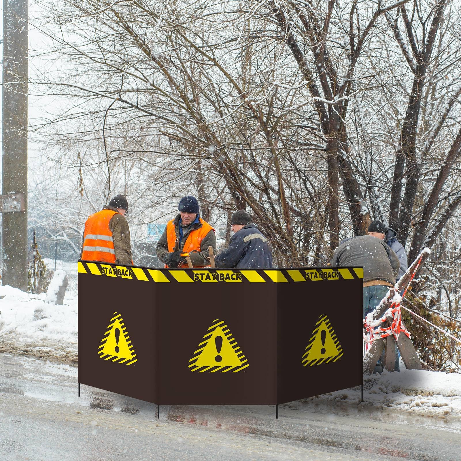 9.84 ft Debris Containment Barrier Arborist Equipment 3 Panel Safety Barricade Tree Climbing Gear Heavy Duty Oxford Foldable Protection Barricade Security Sign for Controlling Stumps Chipping — Amazon image 7