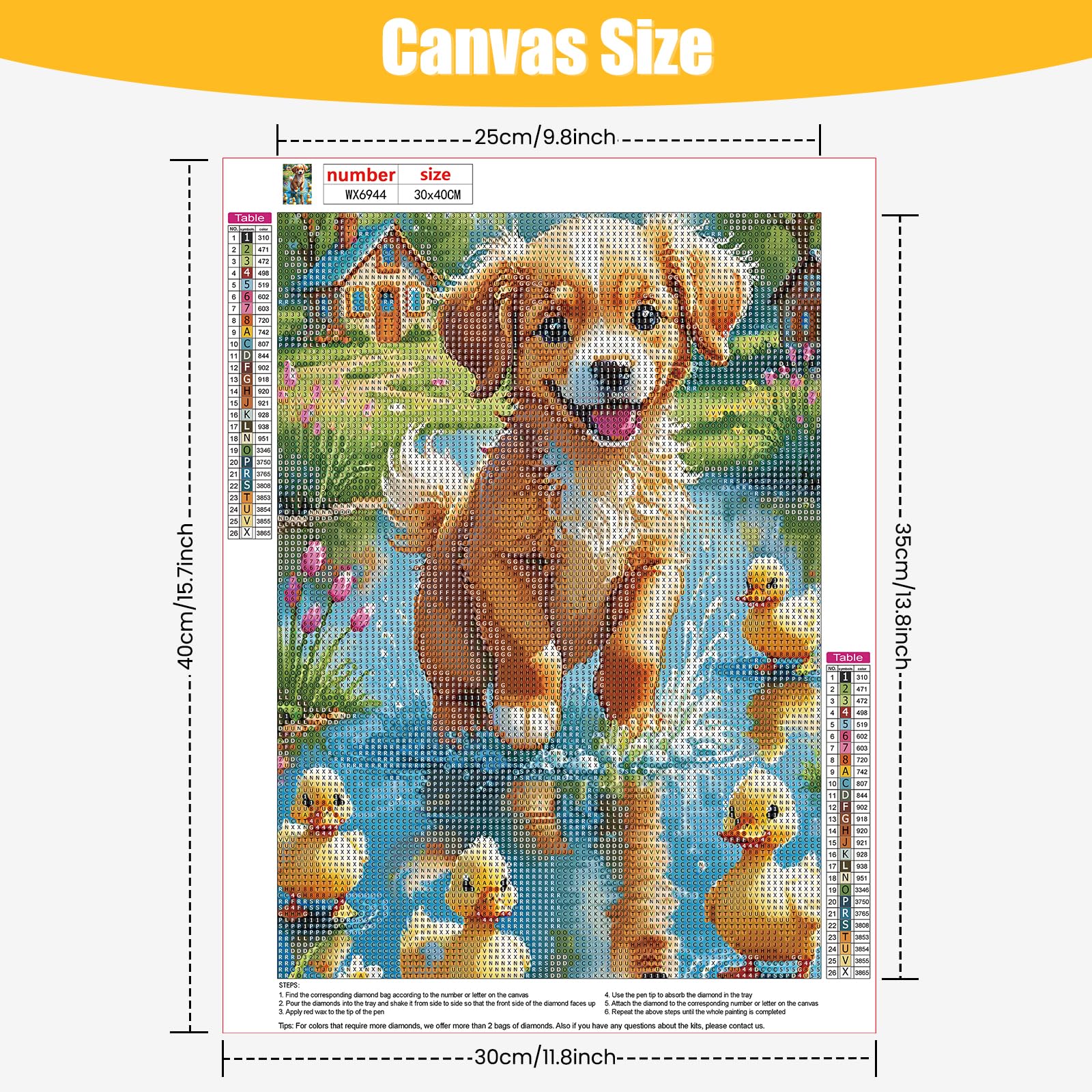 TOSTOG Diamond Art Painting Kits for Adults and Beginners,DIY 5D Dog and Ducks Diamond Kits Round Full Drill Diamond Art Picture Crystal Art for Home Wall Decoration 30x40cm/12x16inch - Image 2