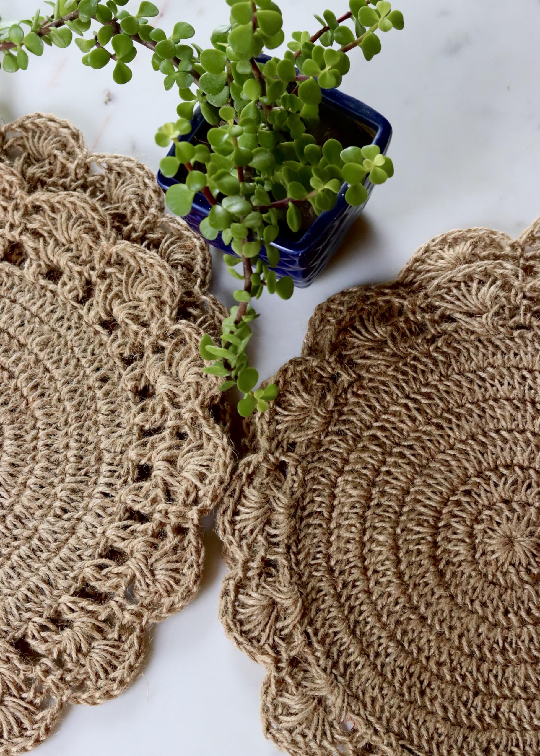 Jutex Eco-Friendly Heat-Resistant Jute Crochet Round Table Mat | Placemat for Bed-Side Table, Center Table, Dining Table, Shelves | Home Decor (Beige, 38x38 cm) Pack of 1-image-9