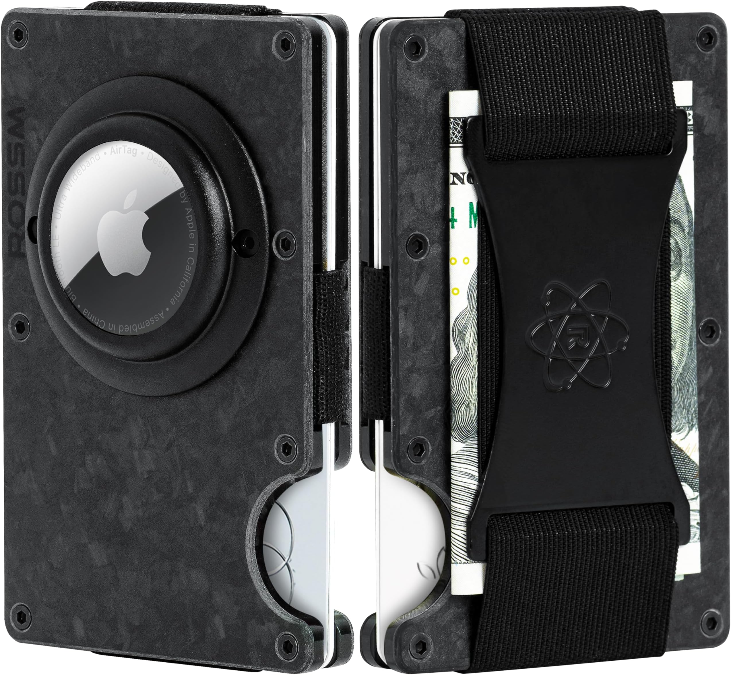 ROSSMAirtag Wallet - Slim Wallet with Airtag Holder - Thin Carbon Fiber and Metal Wallet - RFID Blocking and Theft Protection in Your Front Pocket
