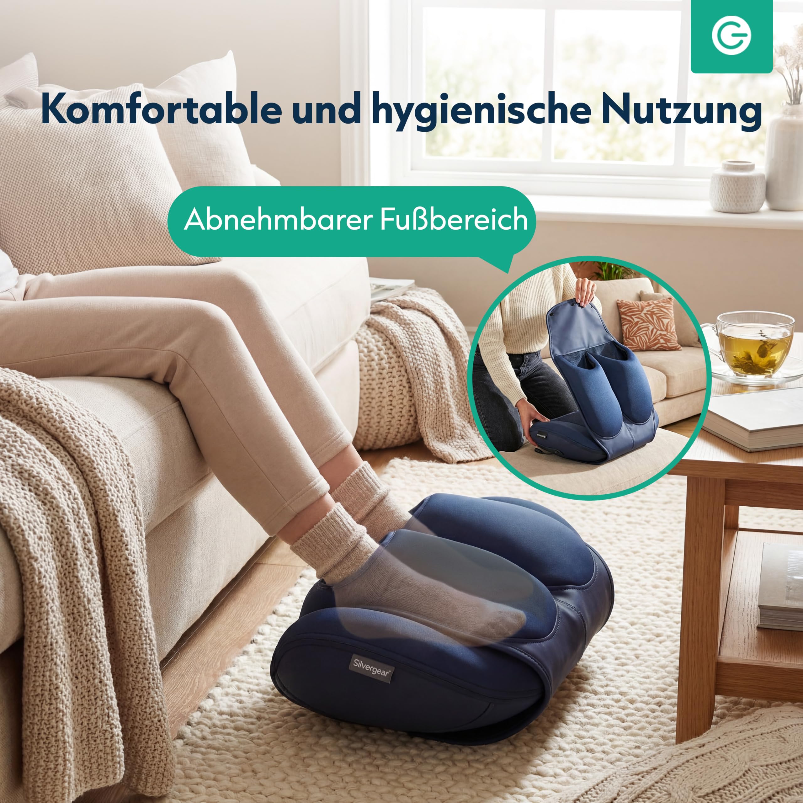 Silvergear® Massagegerät 3-in-1 | Füße, Waden & Rücken | 3 Intensitätsstufen | Wärmefunktion